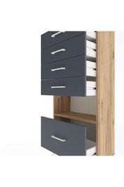 Arges Dolap Tek Raflı 5 Çekmeceli 60x30x134 Çam-Antrasit