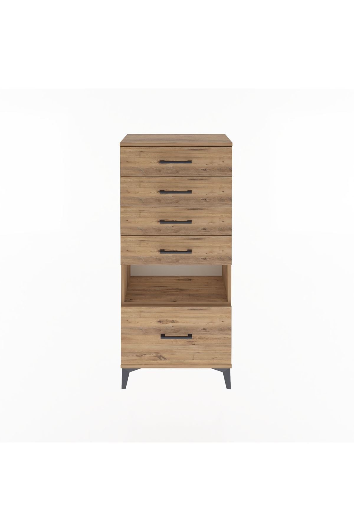 Arges Dolap Tek Raflı 5 Çekmeceli 60x30x134 Çam-Çam