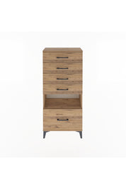Arges Dolap Tek Raflı 5 Çekmeceli 60x30x134 Çam-Çam