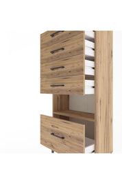 Arges Dolap Tek Raflı 5 Çekmeceli 60x30x134 Çam-Çam