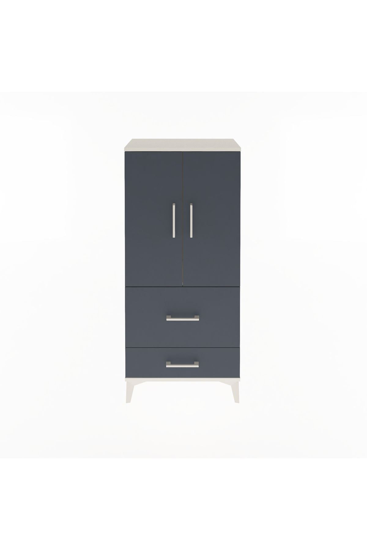 Arges Dolap Tek Raflı 2 Çekmeceli 2 Kapaklı 60x30x134 Aytaşı-Antrasit