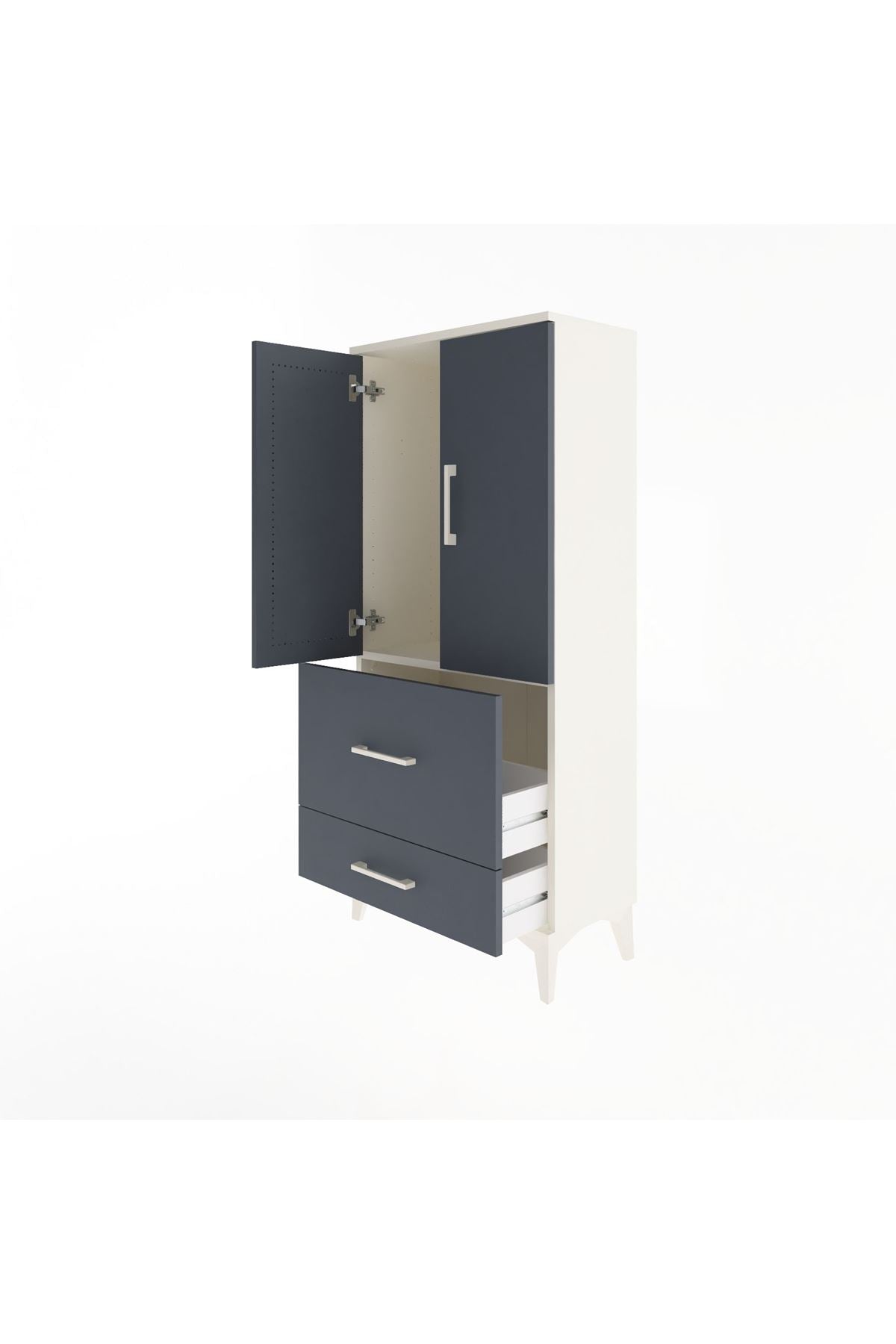 Arges Dolap Tek Raflı 2 Çekmeceli 2 Kapaklı 60x30x134 Aytaşı-Antrasit