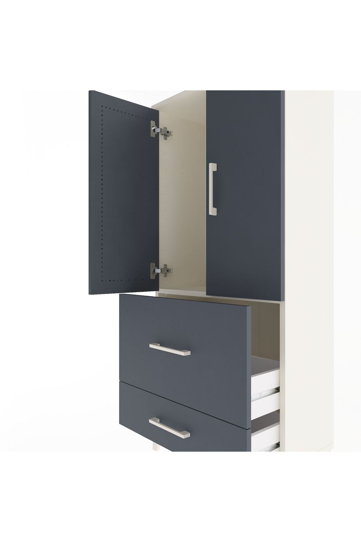 Arges Dolap Tek Raflı 2 Çekmeceli 2 Kapaklı 60x30x134 Aytaşı-Antrasit