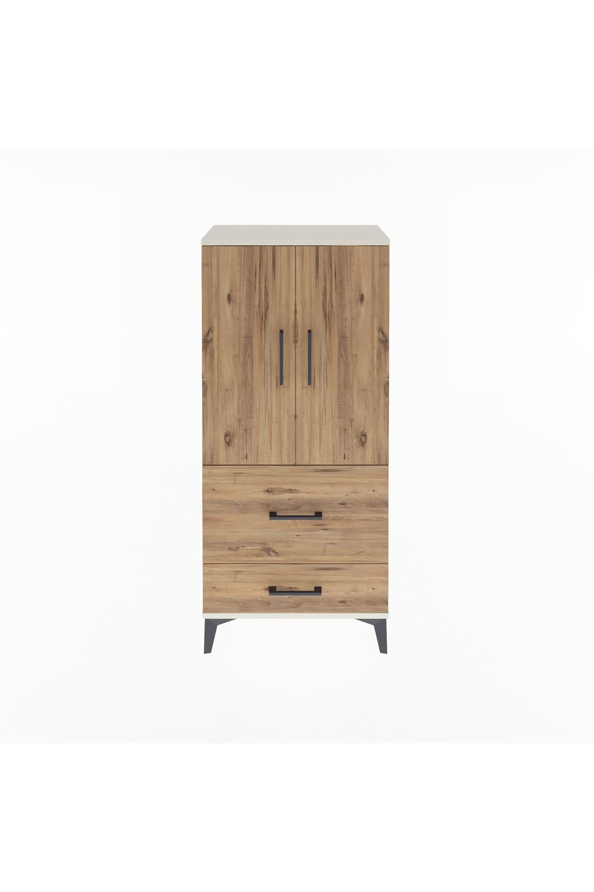 Arges Dolap Tek Raflı 2 Çekmeceli 2 Kapaklı 60x30x134 Aytaşı-Çam