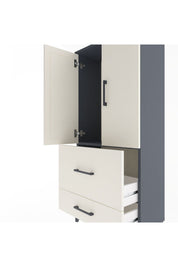 Arges Dolap Tek Raflı 2 Çekmeceli 2 Kapaklı 60x30x134 Antrasit-Aytaşı