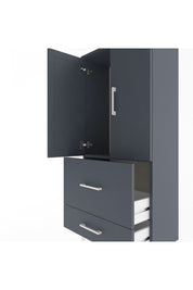 Arges Dolap Tek Raflı 2 Çekmeceli 2 Kapaklı 60x30x134 Antrasit-Antrasit