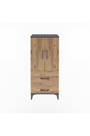 Arges Dolap Tek Raflı 2 Çekmeceli 2 Kapaklı 60x30x134 Antrasit-Çam