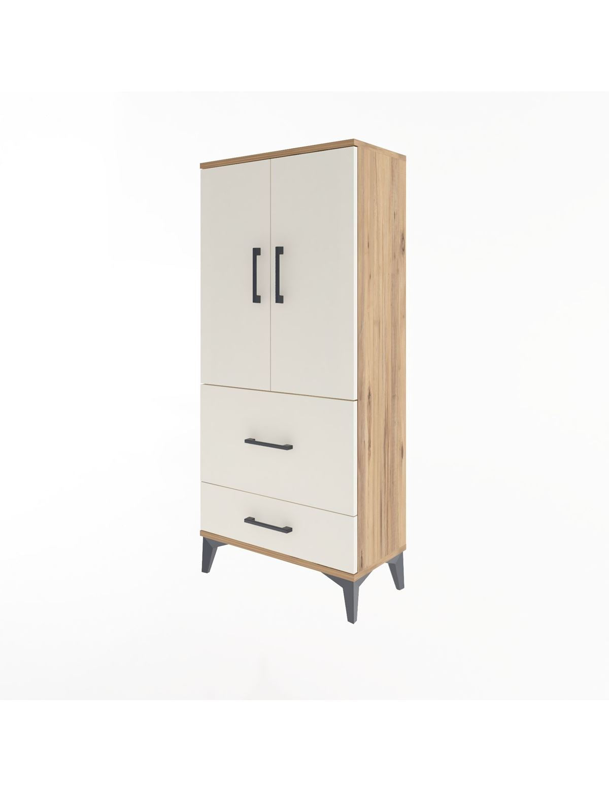 Arges Dolap Tek Raflı 2 Çekmeceli 2 Kapaklı 60x30x134 - S17M079V7A