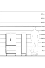 Arges Dolap Tek Raflı 2 Çekmeceli 2 Kapaklı 60x30x134 Çam-Aytaşı