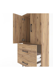Arges Dolap Tek Raflı 2 Çekmeceli 2 Kapaklı 60x30x134 Çam-Çam