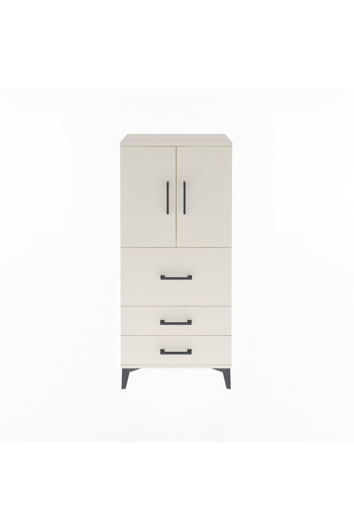 Arges Dolap Tek Raflı 3 Çekmeceli 2 Kapaklı 60x30x134 Aytaşı-Aytaşı