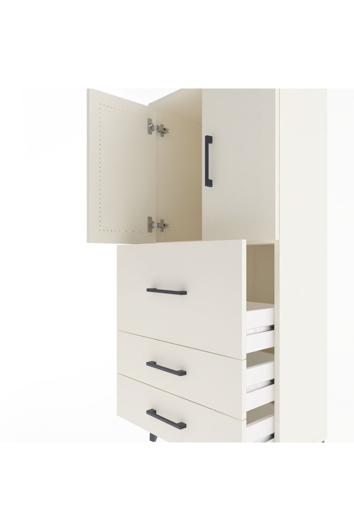 Arges Dolap Tek Raflı 3 Çekmeceli 2 Kapaklı 60x30x134 Aytaşı-Aytaşı