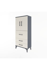 Arges Dolap Tek Raflı 3 Çekmeceli 2 Kapaklı 60x30x134 Antrasit-Aytaşı