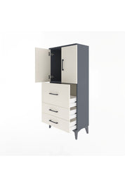 Arges Dolap Tek Raflı 3 Çekmeceli 2 Kapaklı 60x30x134 Antrasit-Aytaşı