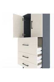 Arges Dolap Tek Raflı 3 Çekmeceli 2 Kapaklı 60x30x134 Antrasit-Aytaşı