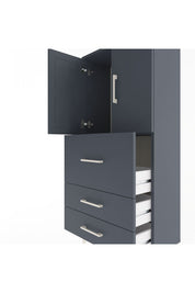 Arges Dolap Tek Raflı 3 Çekmeceli 2 Kapaklı 60x30x134 Antrasit-Antrasit