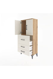 Arges Dolap Tek Raflı 3 Çekmeceli 2 Kapaklı 60x30x134 Çam-Aytaşı