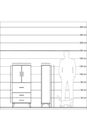Arges Dolap Tek Raflı 3 Çekmeceli 2 Kapaklı 60x30x134 Çam-Aytaşı