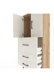 Arges Dolap Tek Raflı 3 Çekmeceli 2 Kapaklı 60x30x134 Çam-Aytaşı