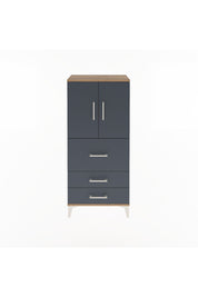 Arges Dolap Tek Raflı 3 Çekmeceli 2 Kapaklı 60x30x134 Çam-Antrasit