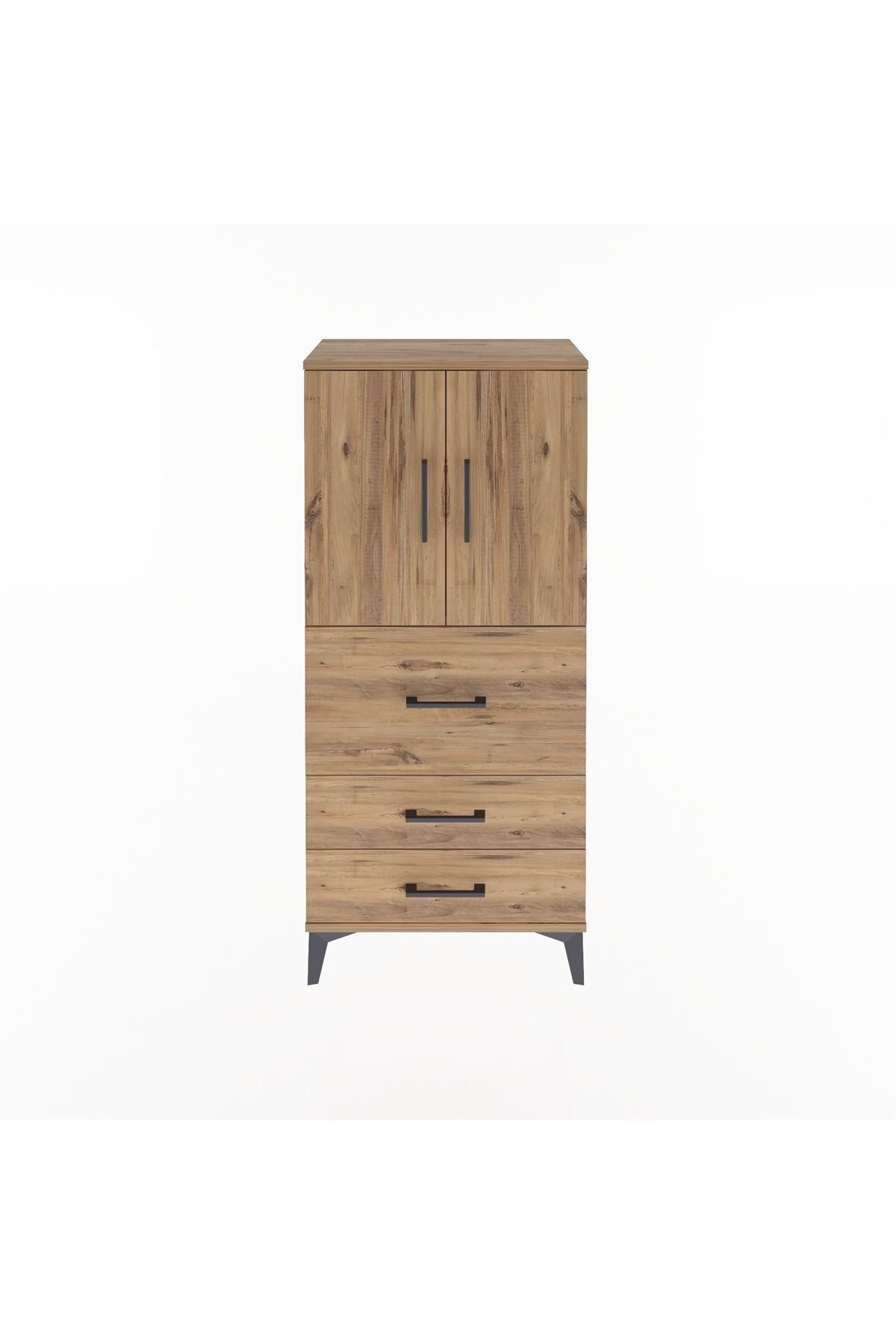 Arges Dolap Tek Raflı 3 Çekmeceli 2 Kapaklı 60x30x134 Çam-Çam