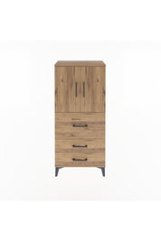 Arges Dolap Tek Raflı 3 Çekmeceli 2 Kapaklı 60x30x134 Çam-Çam