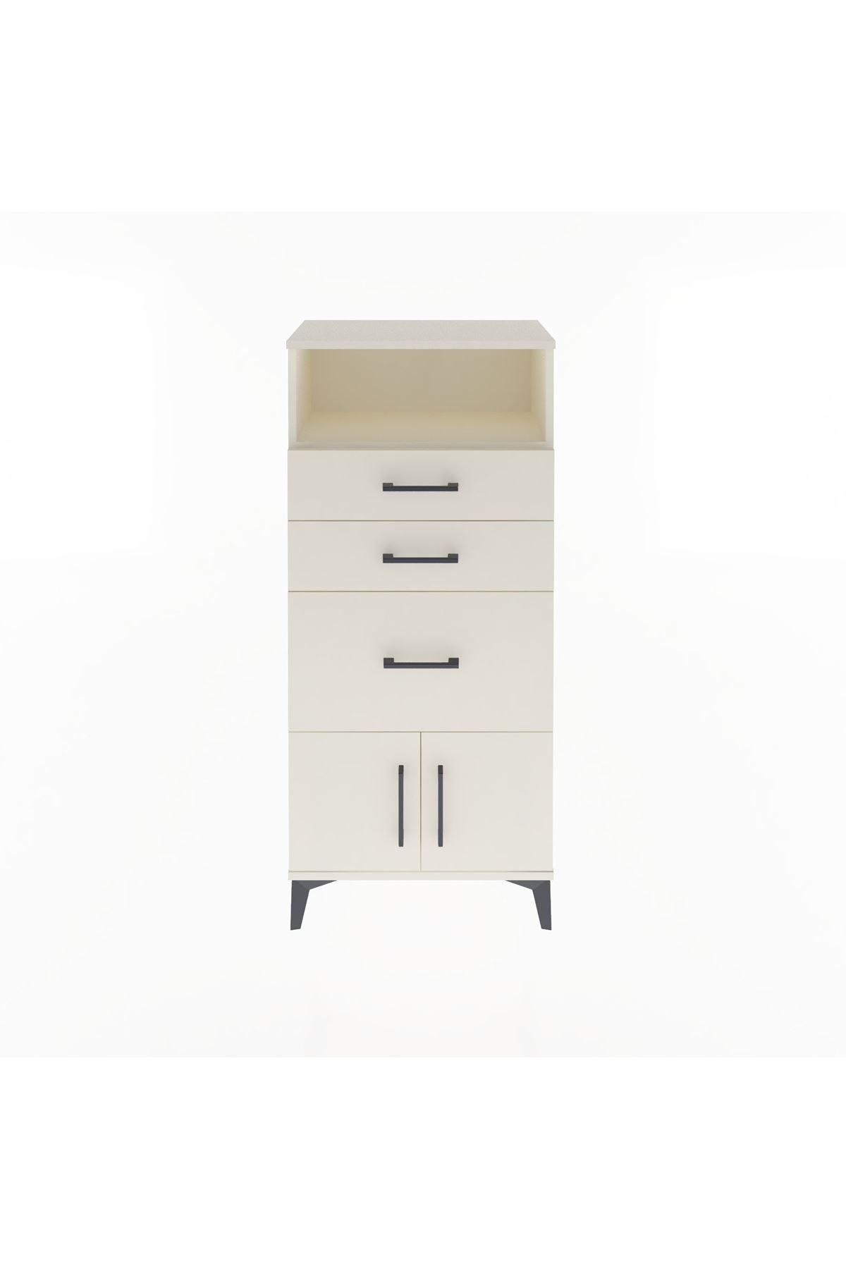 Arges Dolap Tek Raflı 3 Çekmeceli 2 Kapaklı 60x30x134 Aytaşı-Aytaşı