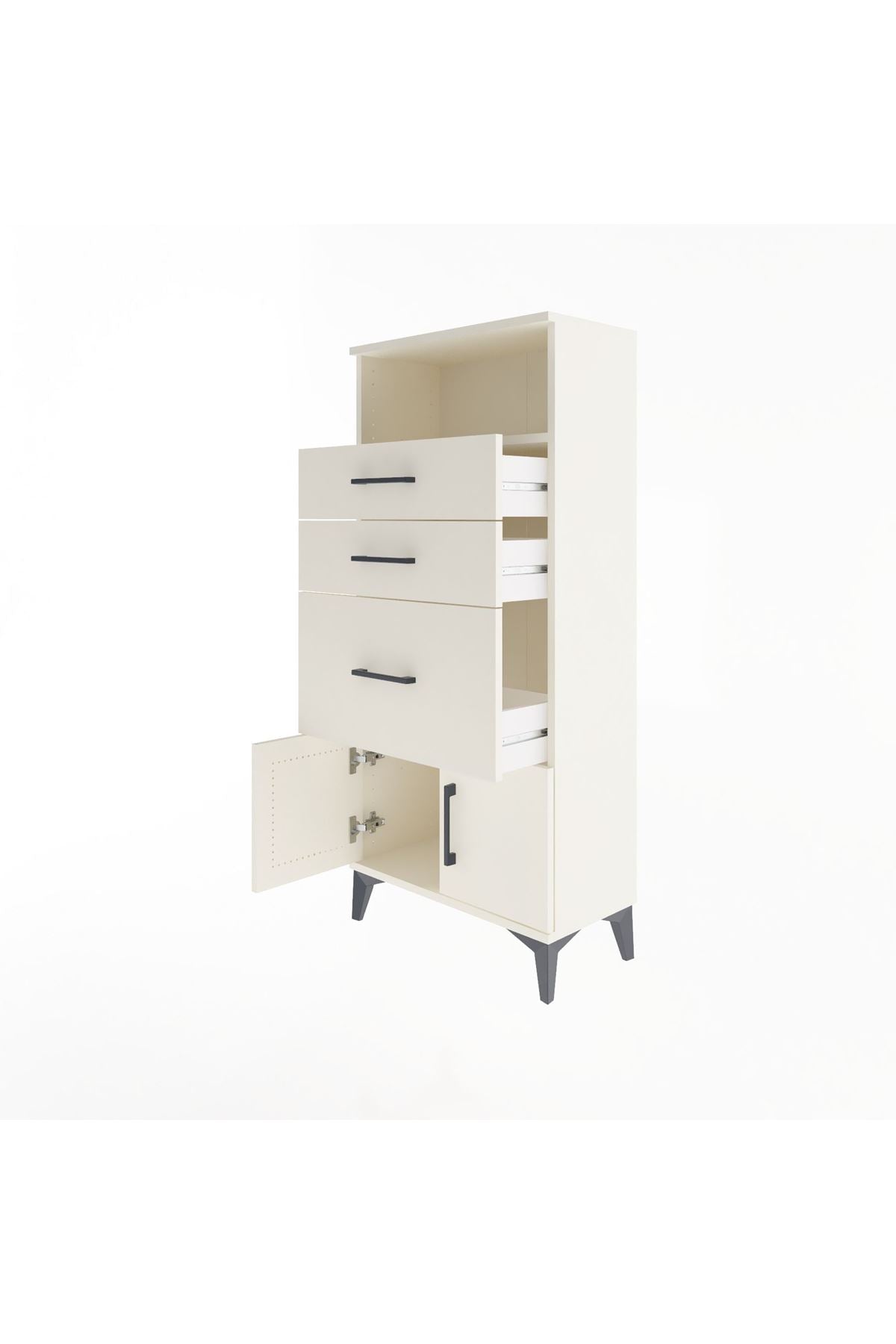 Arges Dolap Tek Raflı 3 Çekmeceli 2 Kapaklı 60x30x134 Aytaşı-Aytaşı