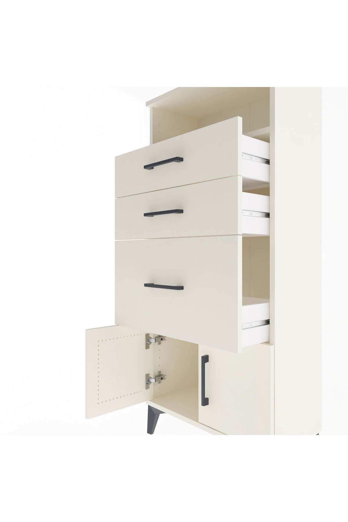 Arges Dolap Tek Raflı 3 Çekmeceli 2 Kapaklı 60x30x134 Aytaşı-Aytaşı