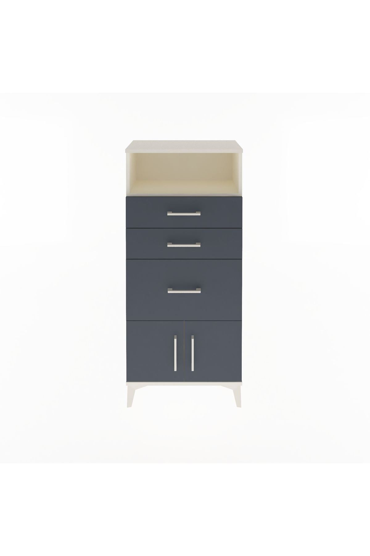 Arges Dolap Tek Raflı 3 Çekmeceli 2 Kapaklı 60x30x134 Aytaşı-Antrasit