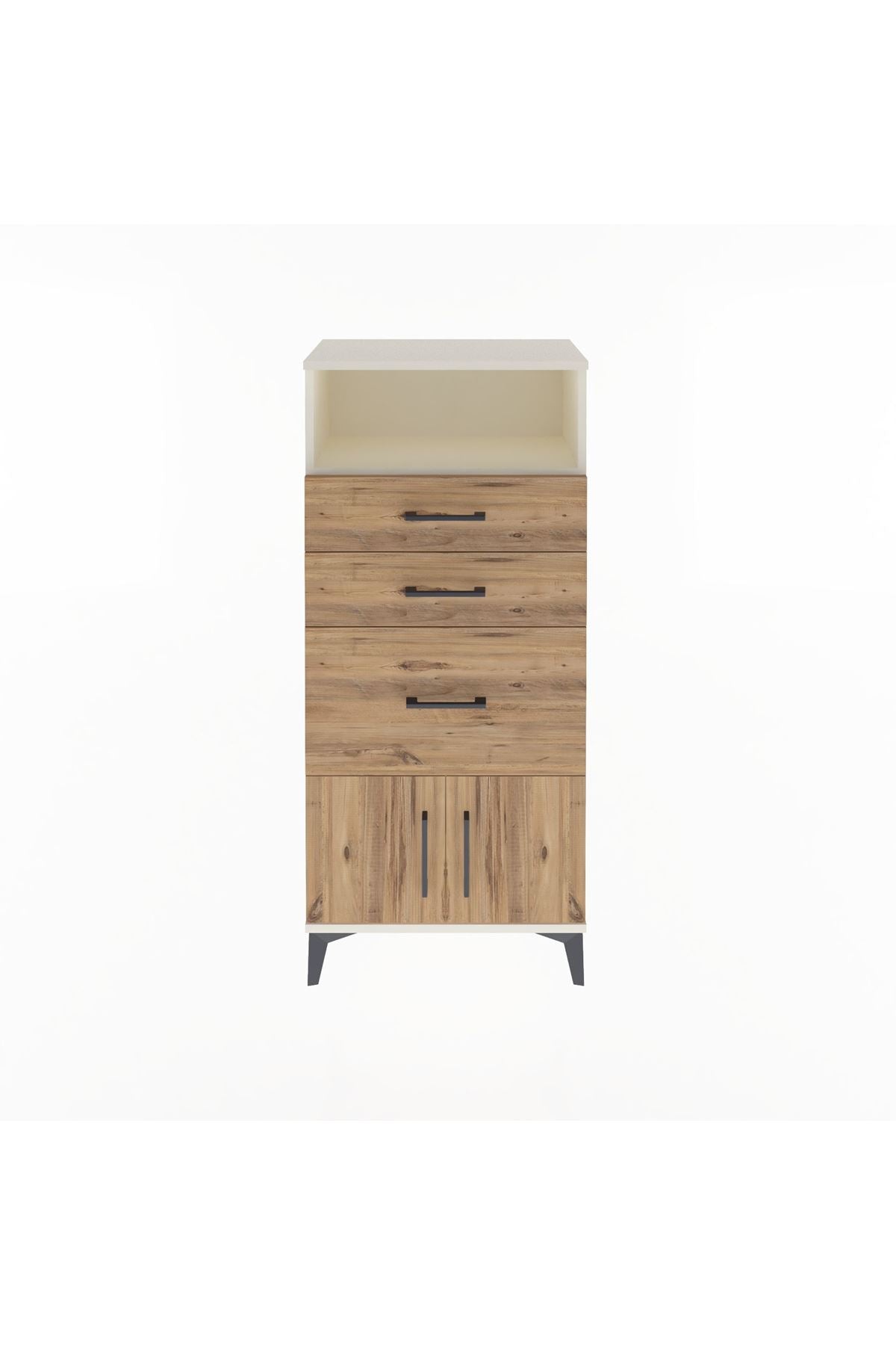 Arges Dolap Tek Raflı 3 Çekmeceli 2 Kapaklı 60x30x134 Aytaşı-Çam