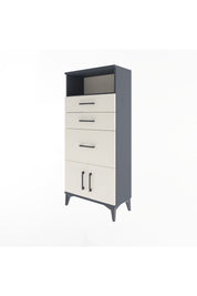 Arges Dolap Tek Raflı 3 Çekmeceli 2 Kapaklı 60x30x134 Antrasit-Aytaşı