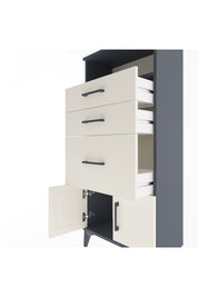 Arges Dolap Tek Raflı 3 Çekmeceli 2 Kapaklı 60x30x134 Antrasit-Aytaşı