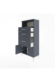 Arges Dolap Tek Raflı 3 Çekmeceli 2 Kapaklı 60x30x134 Antrasit-Antrasit