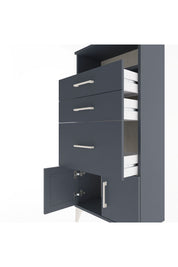 Arges Dolap Tek Raflı 3 Çekmeceli 2 Kapaklı 60x30x134 Antrasit-Antrasit