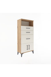 Arges Dolap Tek Raflı 3 Çekmeceli 2 Kapaklı 60x30x134 Çam-Aytaşı