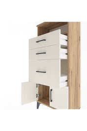 Arges Dolap Tek Raflı 3 Çekmeceli 2 Kapaklı 60x30x134 Çam-Aytaşı