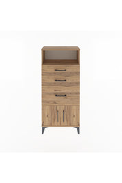 Arges Dolap Tek Raflı 3 Çekmeceli 2 Kapaklı 60x30x134 Çam-Çam