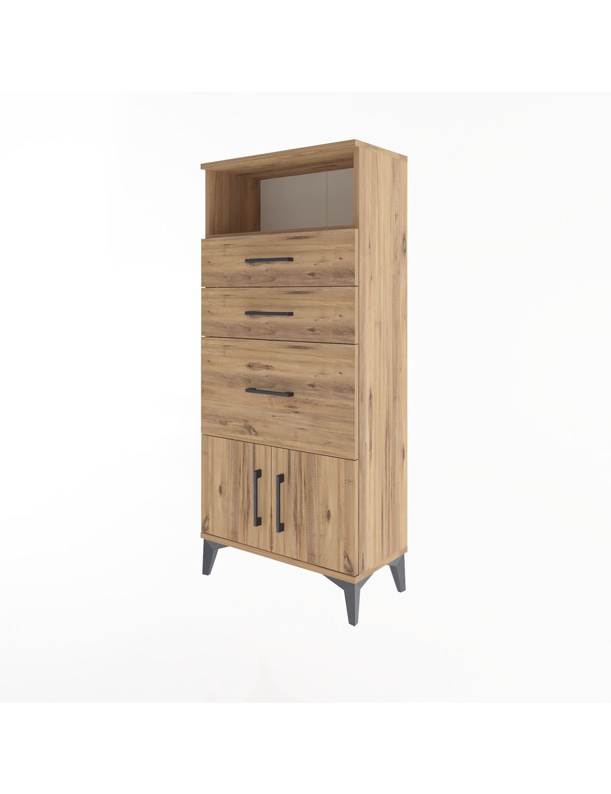 Arges Dolap Tek Raflı 3 Çekmeceli 2 Kapaklı 60x30x134 - S17M081V9A