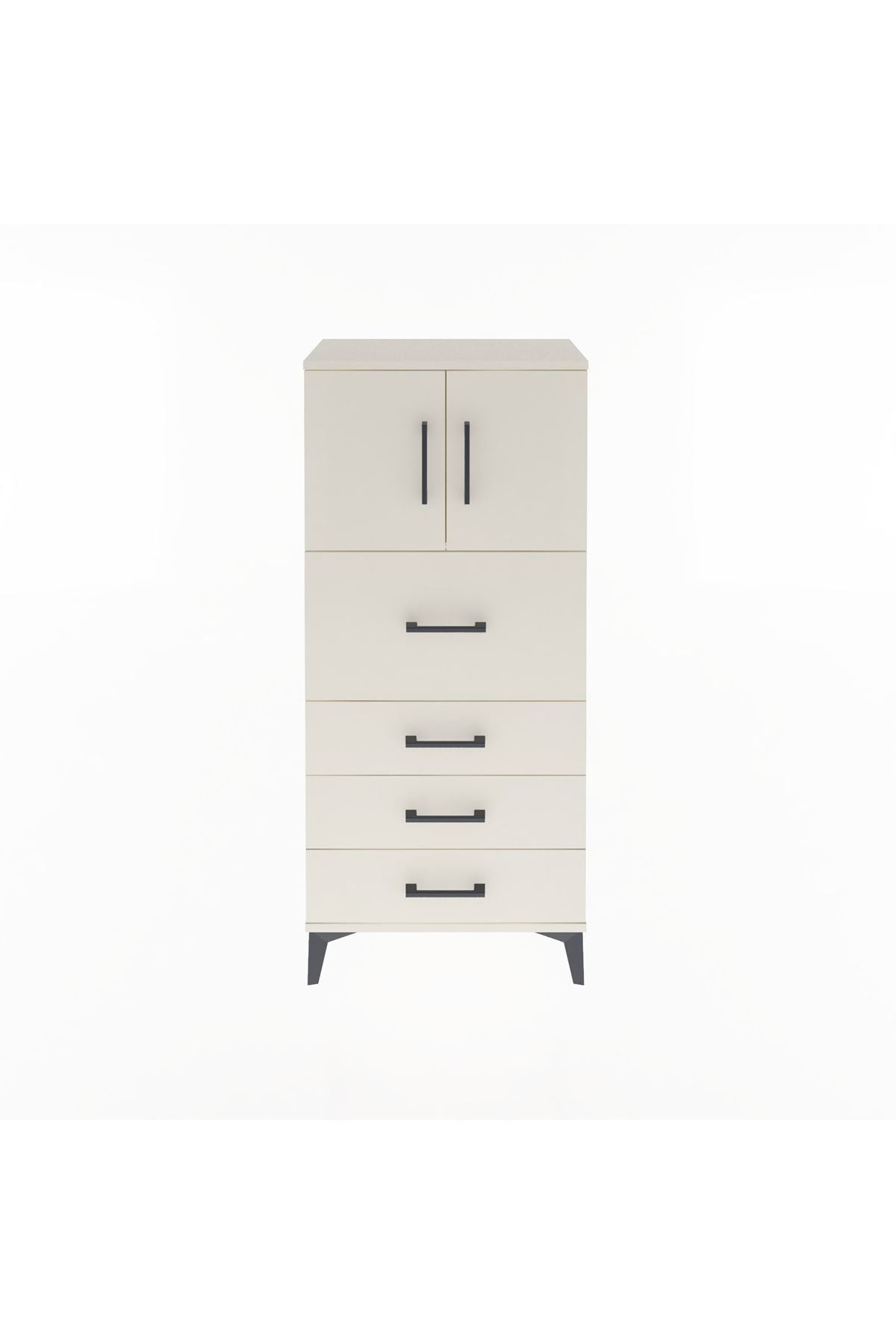 Arges Dolap Tek Raflı 4 Çekmeceli 2 Kapaklı 60x30x134 Aytaşı-Aytaşı