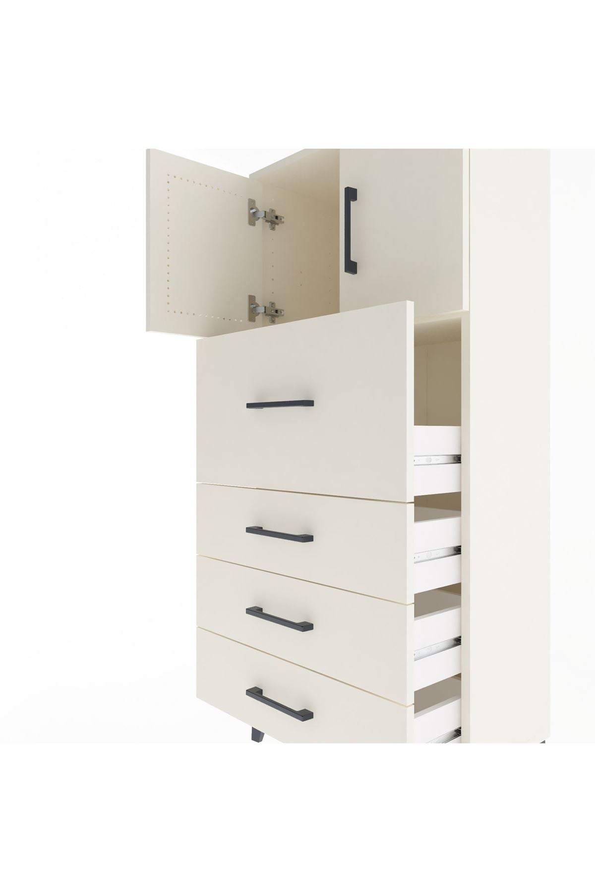 Arges Dolap Tek Raflı 4 Çekmeceli 2 Kapaklı 60x30x134 Aytaşı-Aytaşı