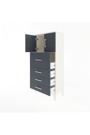 Arges Dolap Tek Raflı 4 Çekmeceli 2 Kapaklı 60x30x134 Aytaşı-Antrasit