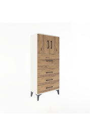 Arges Dolap Tek Raflı 4 Çekmeceli 2 Kapaklı 60x30x134 Aytaşı-Çam