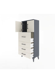 Arges Dolap Tek Raflı 4 Çekmeceli 2 Kapaklı 60x30x134 Antrasit-Aytaşı