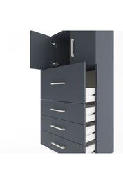 Arges Dolap Tek Raflı 4 Çekmeceli 2 Kapaklı 60x30x134 Antrasit-Antrasit