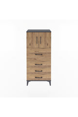 Arges Dolap Tek Raflı 4 Çekmeceli 2 Kapaklı 60x30x134