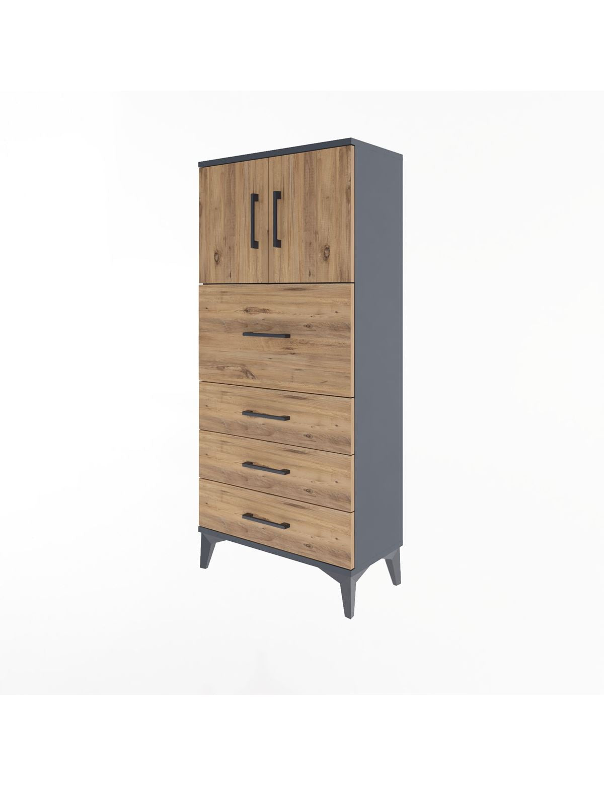 Arges Dolap Tek Raflı 4 Çekmeceli 2 Kapaklı 60x30x134 - S17M082V6A