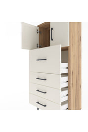 Arges Dolap Tek Raflı 4 Çekmeceli 2 Kapaklı 60x30x134 Çam-Aytaşı