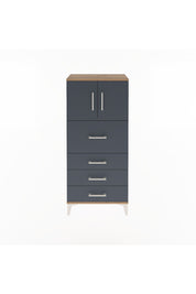 Arges Dolap Tek Raflı 4 Çekmeceli 2 Kapaklı 60x30x134 Çam-Antrasit