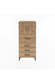 Arges Dolap Tek Raflı 4 Çekmeceli 2 Kapaklı 60x30x134 Çam-Çam